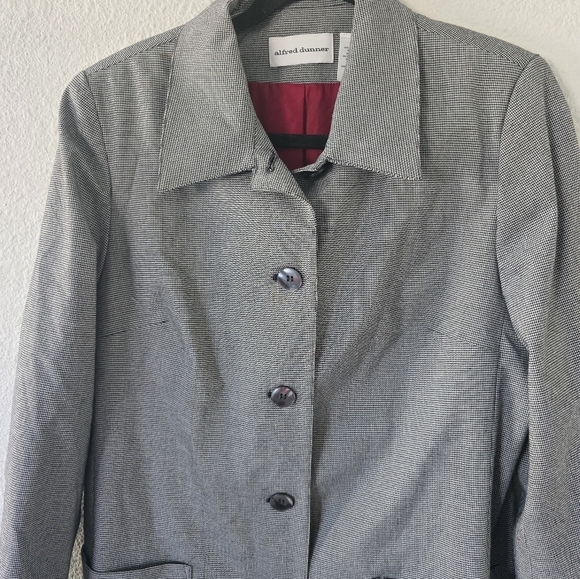 Alfred Dunner Long Blazer Women Sz 8 Gray Four Button Pockets Padded Career - Picture 5 of 10
